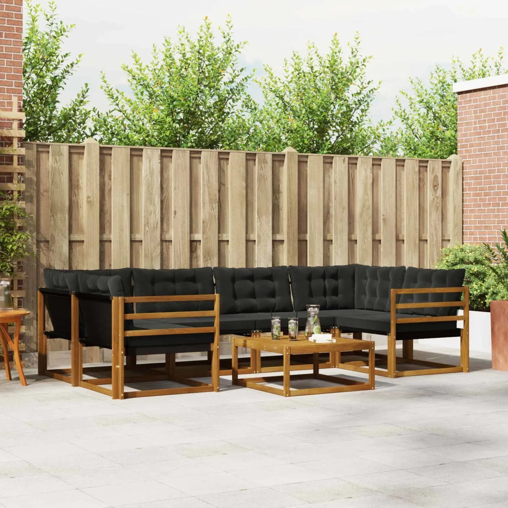 Set di divani da esterno con cuscino 7 pcs Naturale e Nero 3369231