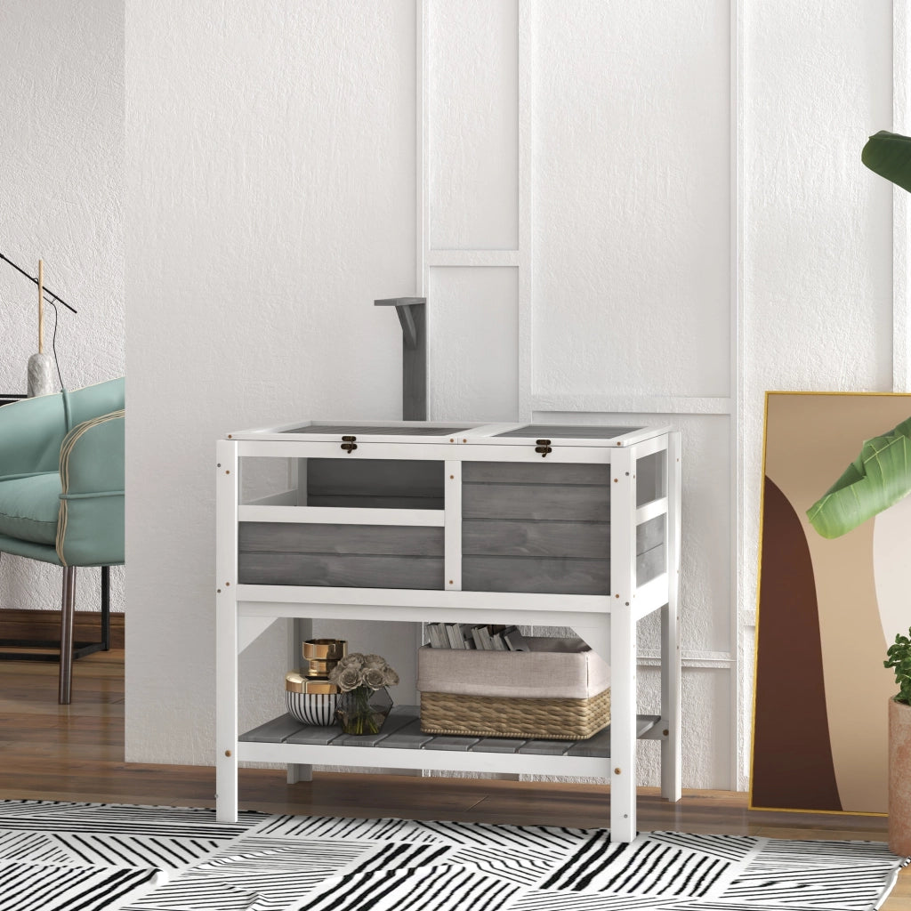 Recinto per tartarughe in legno massello con scaffale ¨C zephmum ¨C 84x51x103 cm
