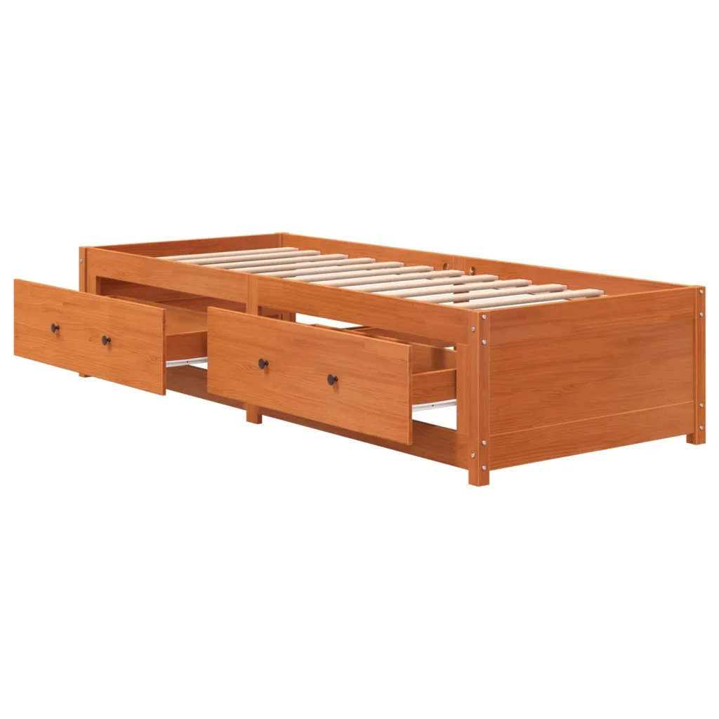 Dormeuse senza Materasso Marrone Cera 90x200 cm Legno di Pino 844478