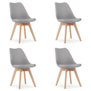 Set di 4 Sedie Mark Grigie con Gambe in Legno di Faggio