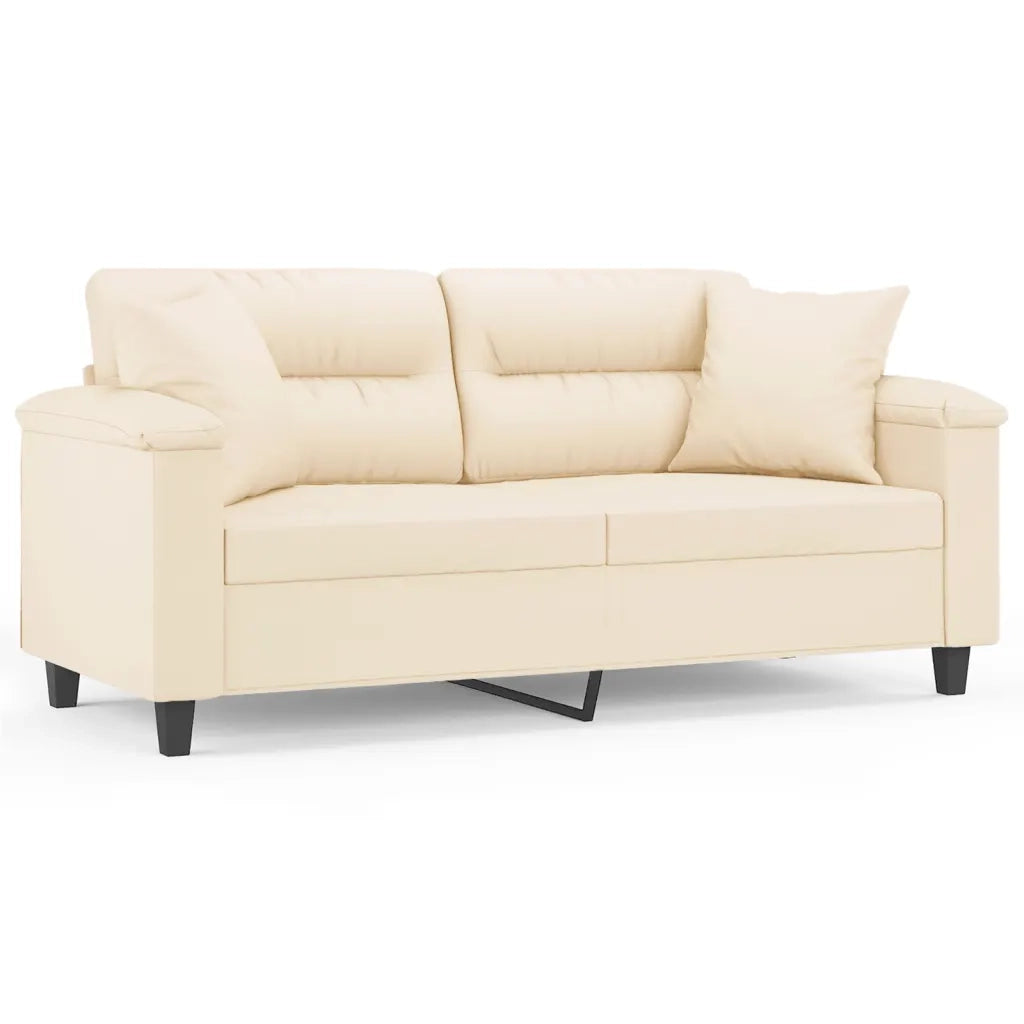 Divano a 2 Posti con Cuscini Beige 140 cm Tessuto Microfibra 3200976