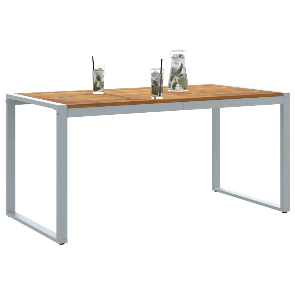 Tavolo da pranzo da esterno  Grigio 160x80x75 cm Acciaio e Legno massello di acacia