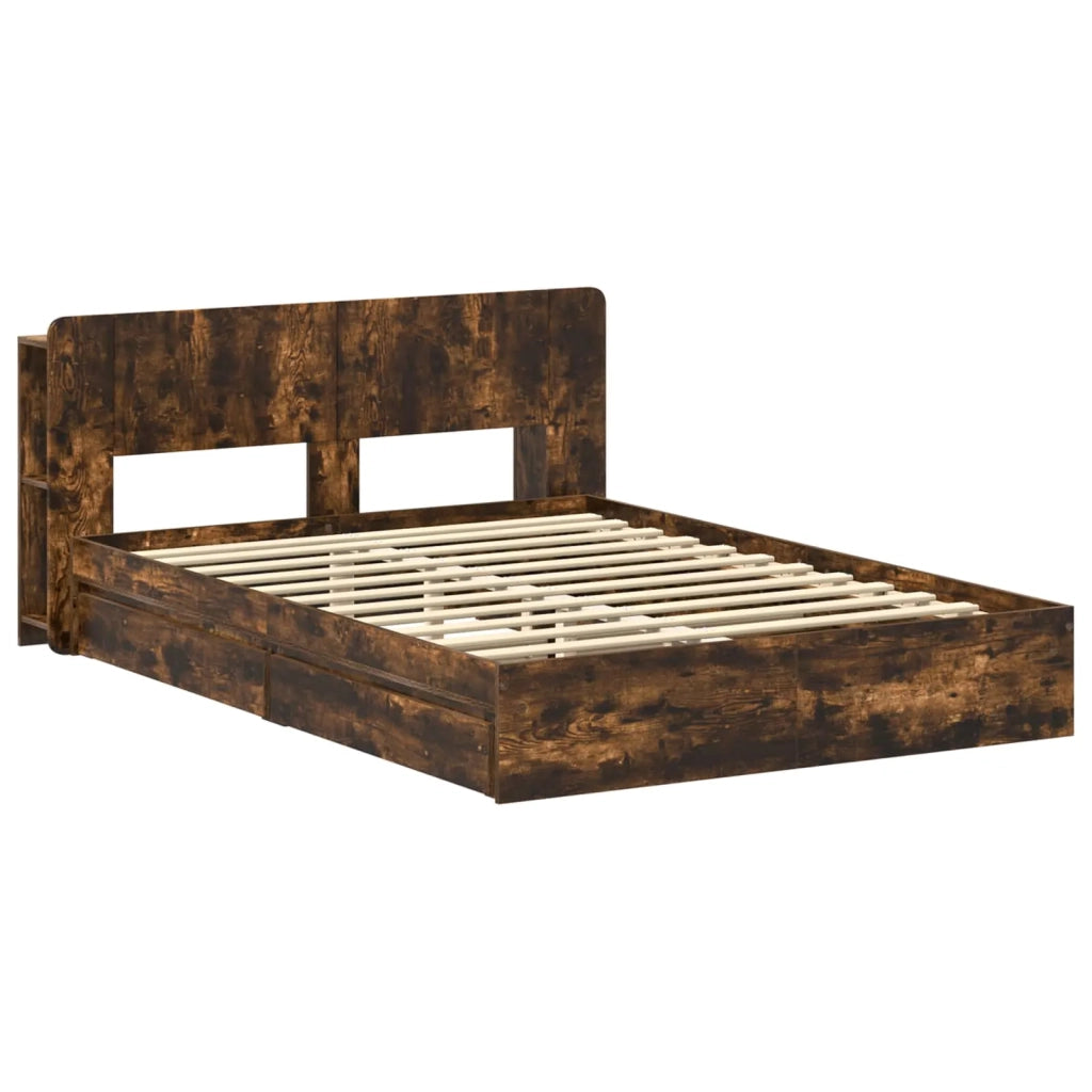 Telaio del letto con storage Rovere Fumo 135 x 190 cm