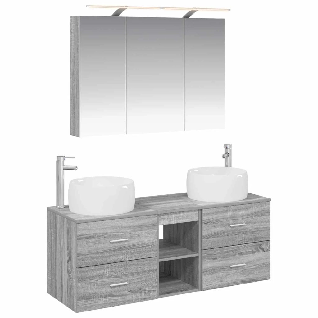 Set di mobili per il bagno 4 pcs Sonoma grigio 3407020