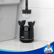 Spazzola e Orecchiatura del Water con Contenitore per Secchezza Rapida e Manico Resistente - Spazzola Premium Nera per Bagno