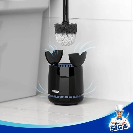 Spazzola e Orecchiatura del Water con Contenitore per Secchezza Rapida e Manico Resistente - Spazzola Premium Nera per Bagno