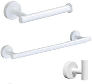 Set di asciugamani da bagno 3 pezzi - Montaggio a parete - Porta carta igienica - Gancio per abbigliamento - Acciaio inossidabile - Viti antiscivolo - Accessori da bagno