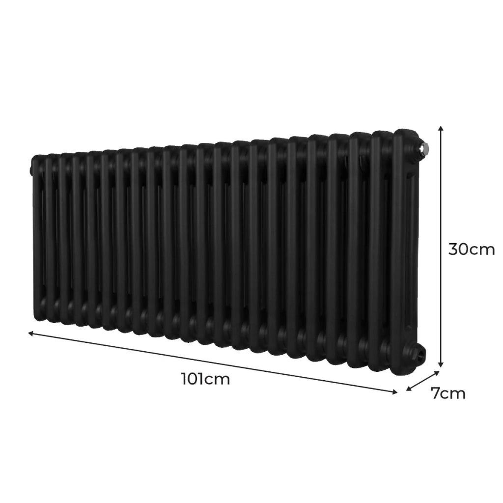 Termosifone Radiatore a 2 colonne per riscaldamento centralizzato orizzontale Nero 300 x 1012mm