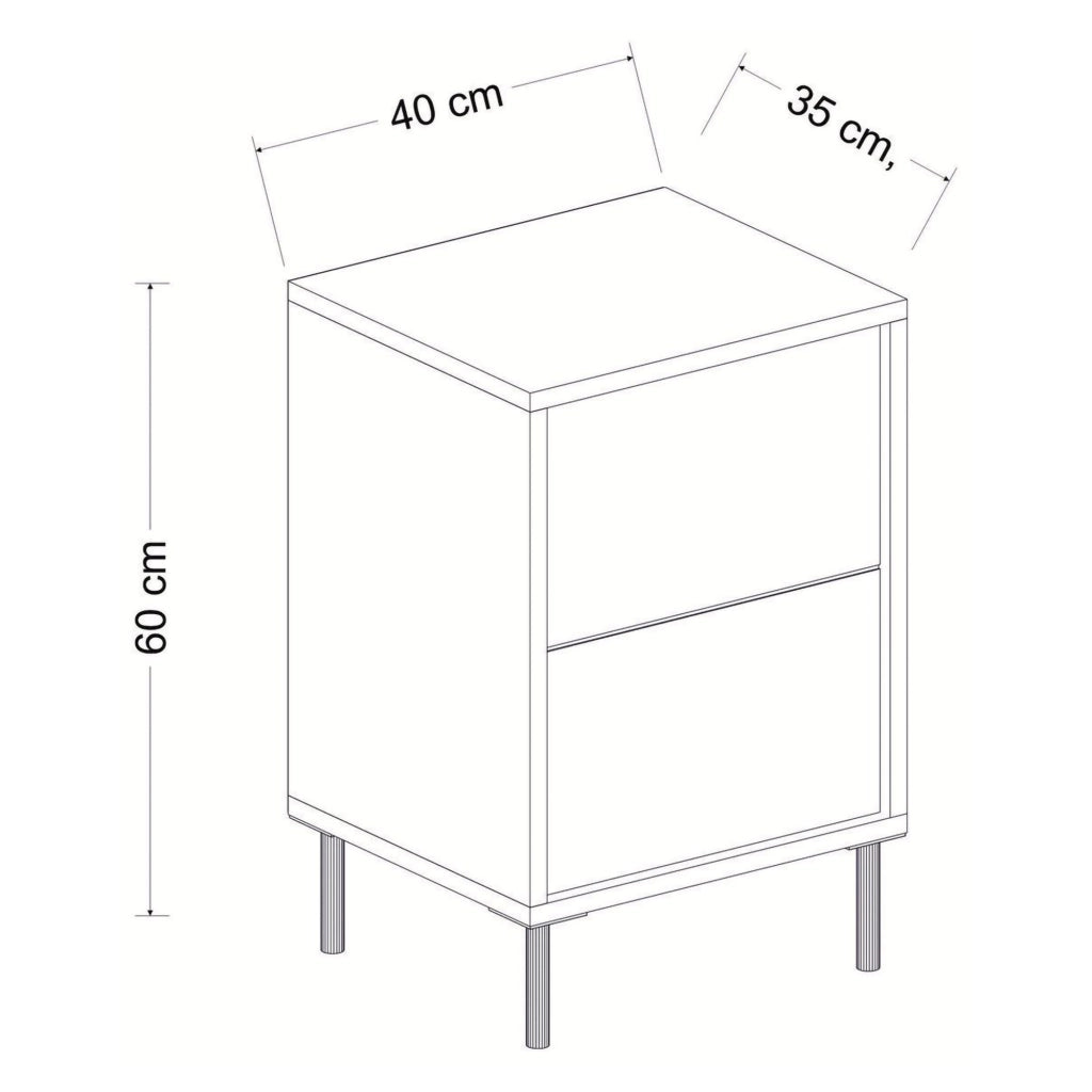 Vestone, Comodino un Ripiano, 40x35x60h cm Bianco