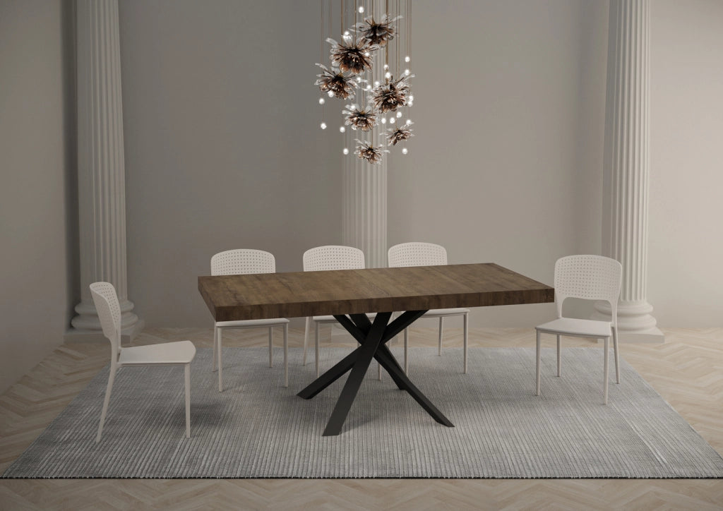 Tavolo allungabile 90x90/194 cm Clerko Premium Noce gambe Antracite