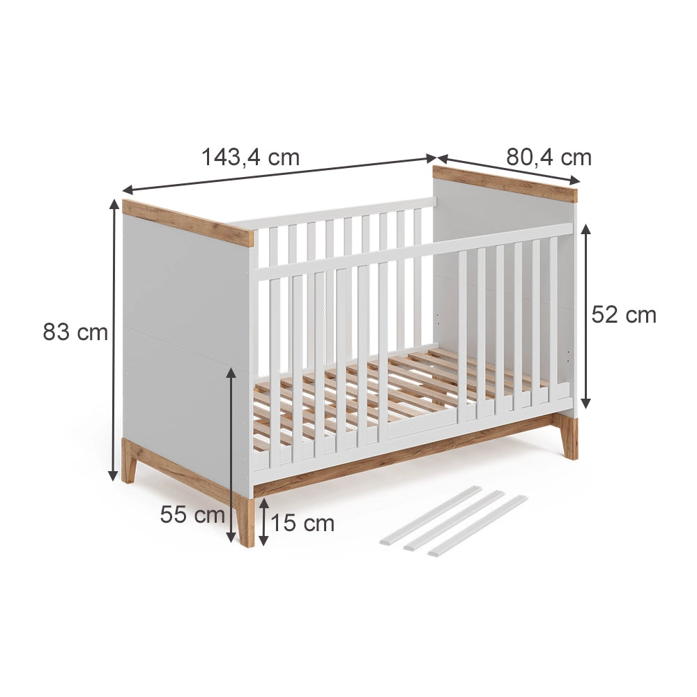 Vitalispa culla neonato Bianco/Artisan 70x140 cm con materasso