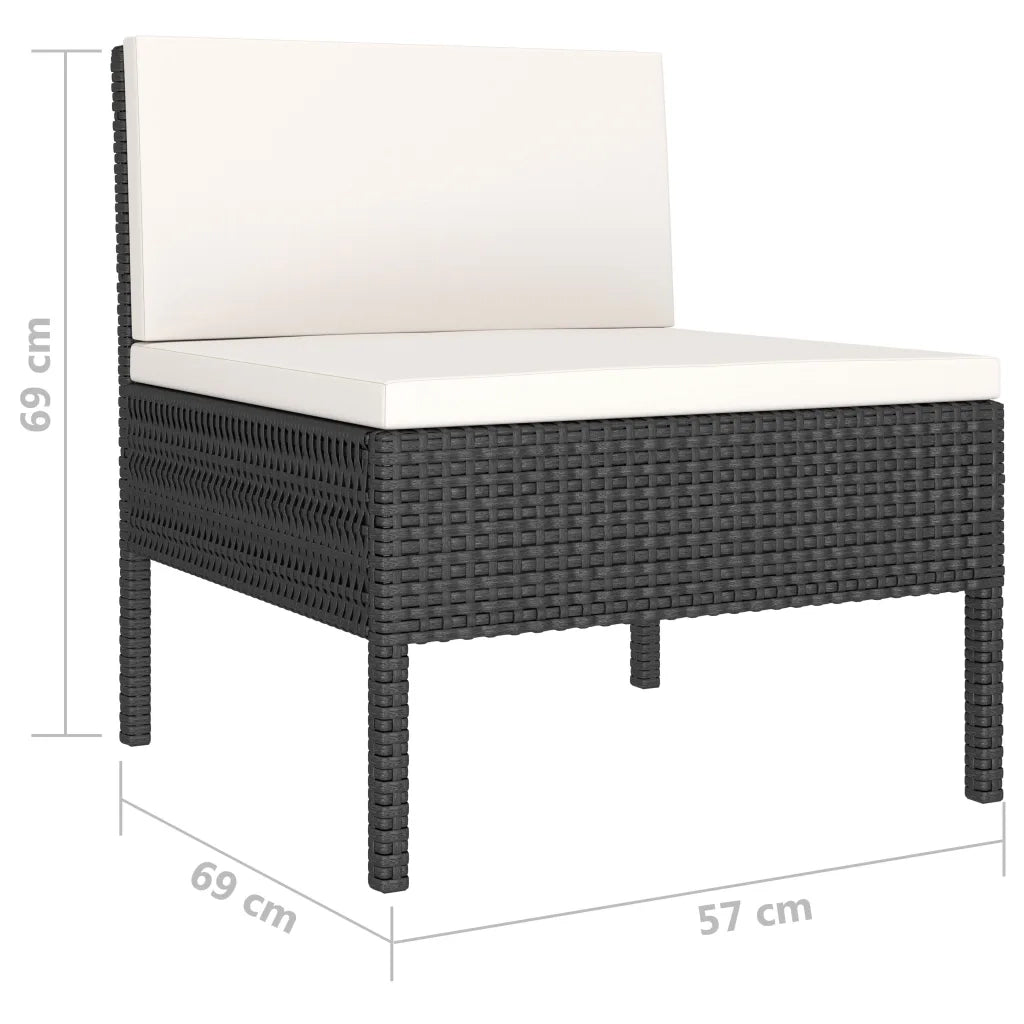 Set Divani da Giardino 10 pz con Cuscini in Polyrattan Nero 3056974