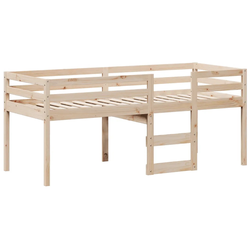 Letto a Soppalco con Tetto 90x200 cm in Legno di Pino