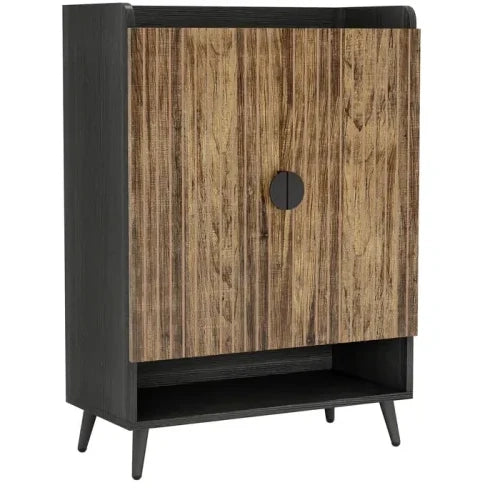 Scarpiera ULEVR 75,9x37,1x109,9 cm con 2 ante e 7 livelli, ripiano regolabile, nero e marrone