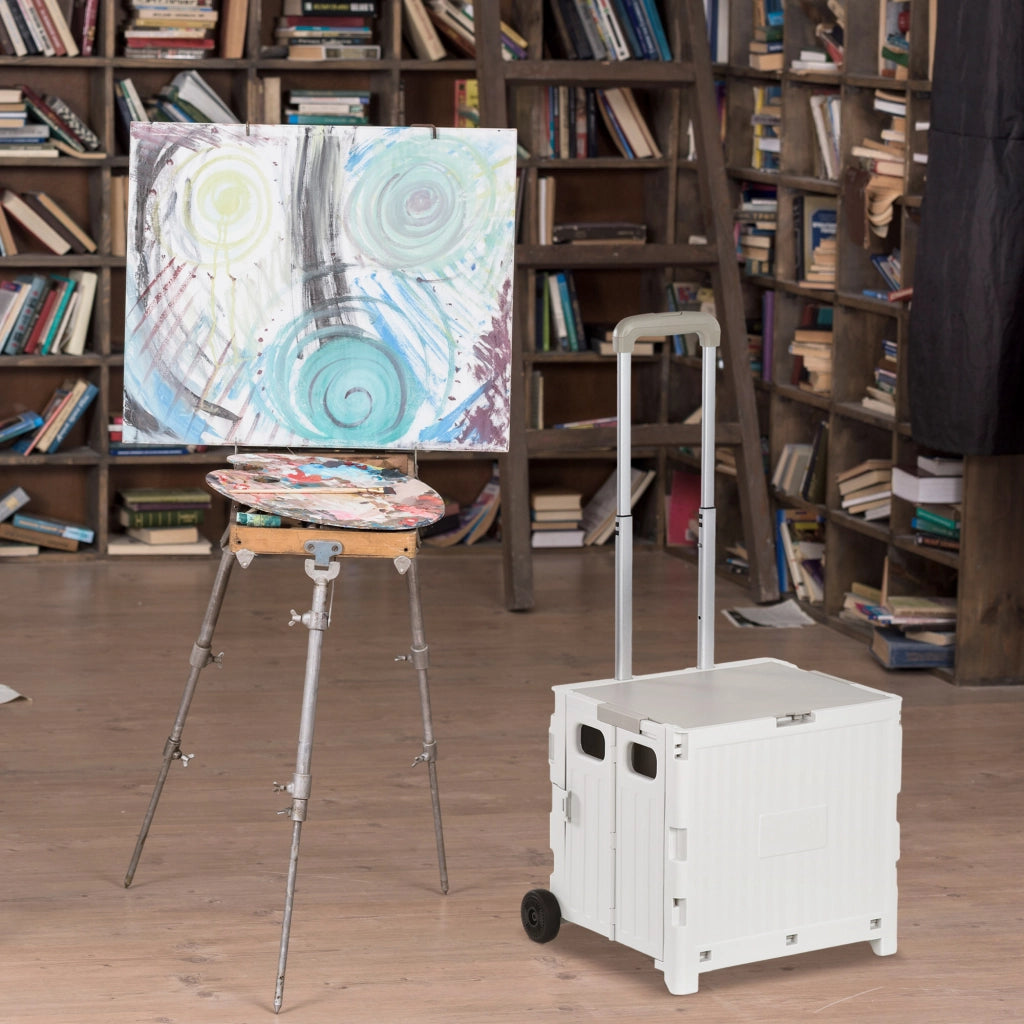 Carrello per la spesa con 2 ruote e manico regolabile ¨C Minimal ¨C 41,5x32,5x85 cm bianco