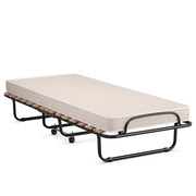 Letto pieghevole su ruote 190 x 80 x 33 cm con materasso in schiuma comfort ottimale design moderno in acciaio beige 20_0012373