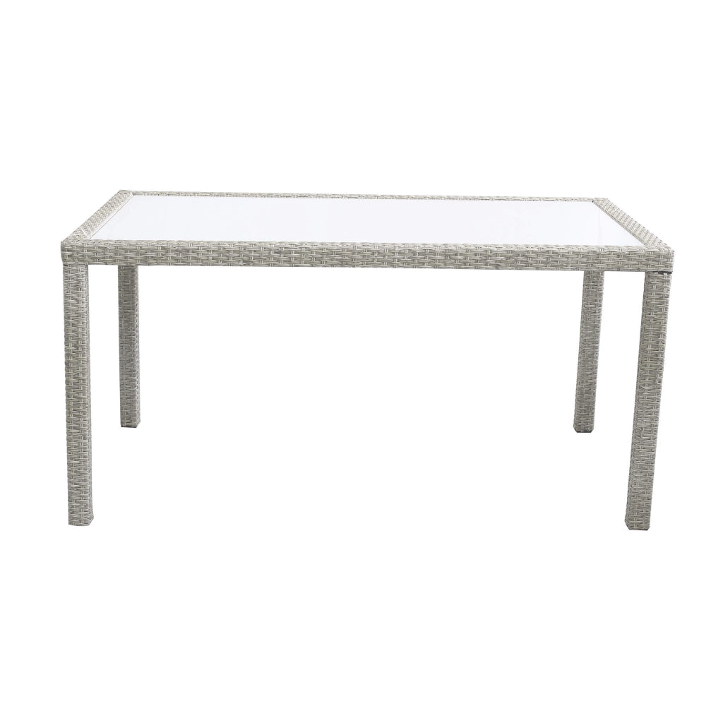 Tavolo intreccio e piano in vetro 150x90 - AXEL