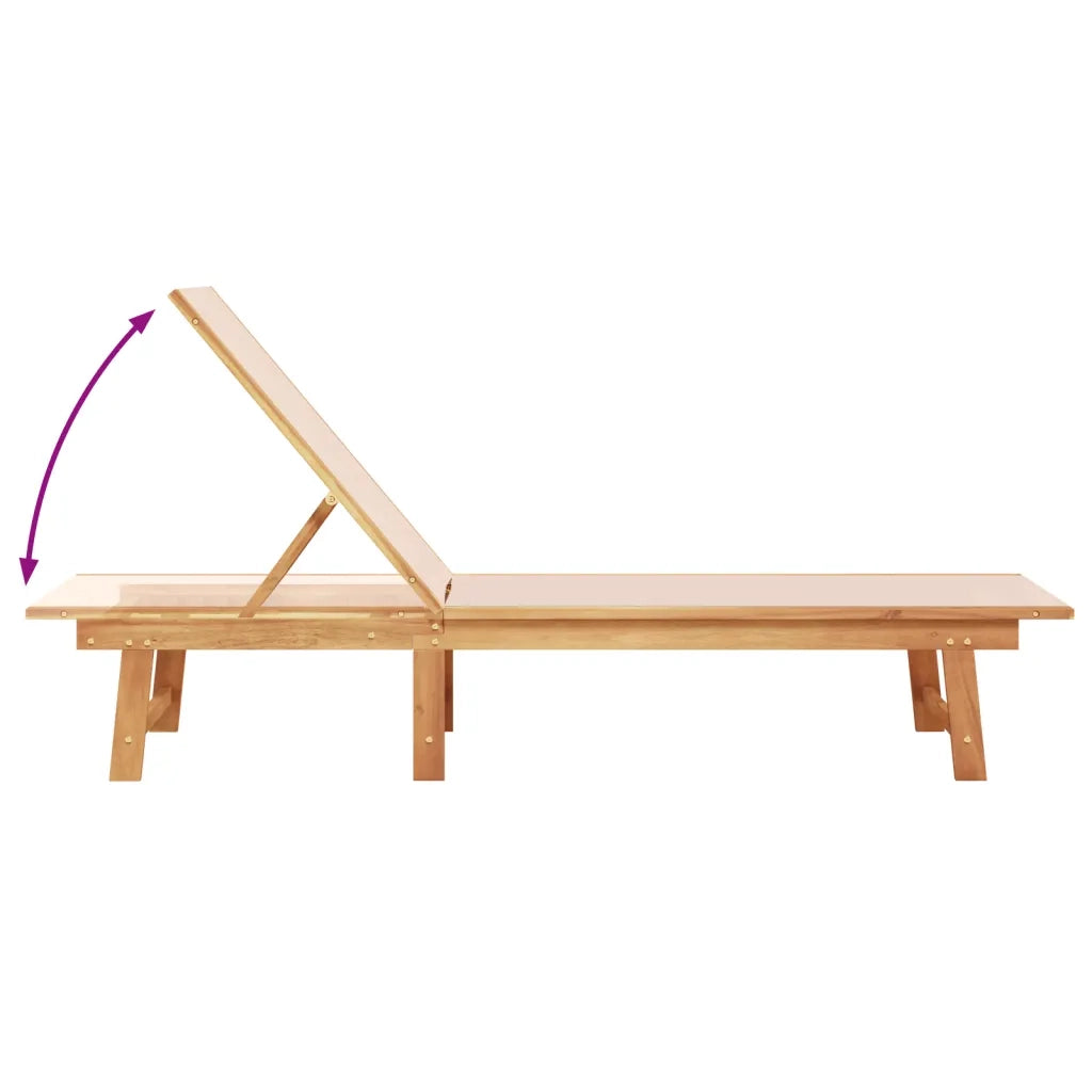 Lettini Prendisole 2 pz | Sdraio da giardino | Lettino da sole e Tavolo Crema Legno Acacia e Textilene