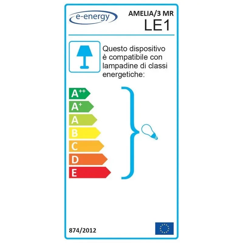 Lampadario Amelia 3 luci E14 marrone/oro con vetro spugnato bianco