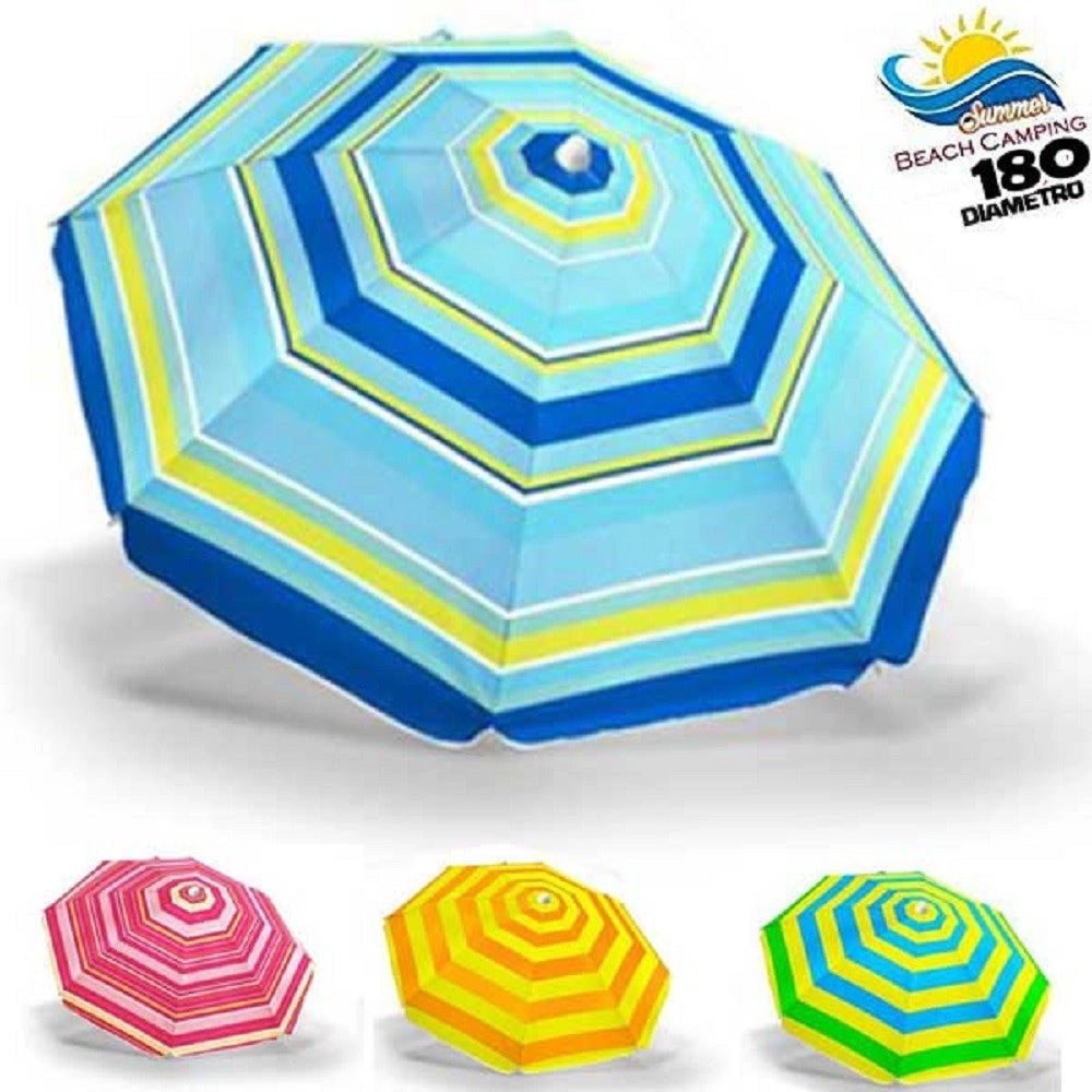 Trade Shop - Ombrellone Mare Spiaggia Diametro 180 Cm Con Snodo Tessuto In Polyest Palo 32mm -