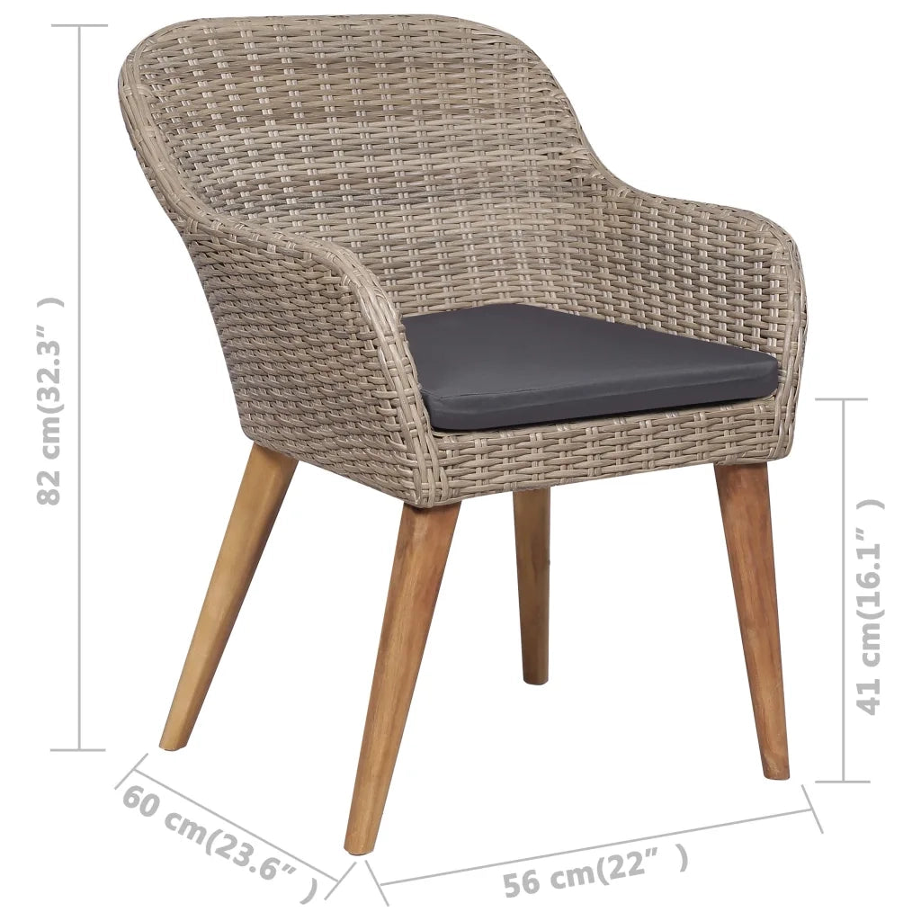 Set da Pranzo da Giardino 9 pz con Cuscini in Polyrattan cod mxl 40764