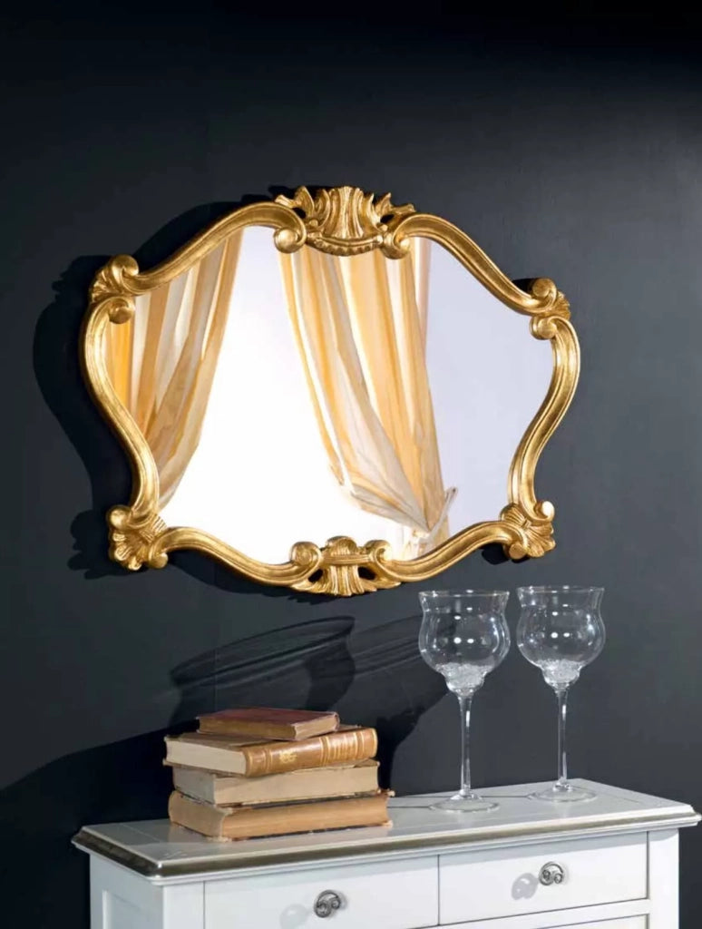 Mobili2g - specchiera in foglia oro sagomata misure: l.92 x h. 70 x p. 4