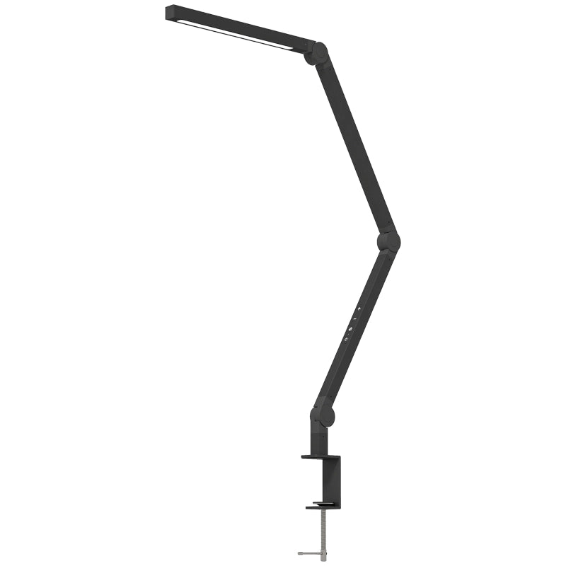 Lampada da scrivania, luminosit¨¤ e colore regolabili, morsetto in metallo, 96 LED, nera
