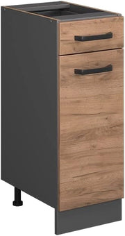 Mobiletto base per cucina R-Line, Quercia dorata, 30 cm senza piano di lavoro, per la libera combinazione all'interno di sistemi cucina modulari