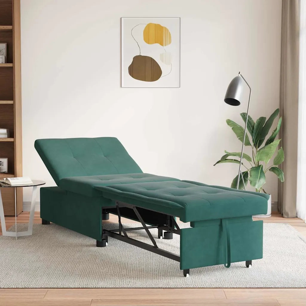 Divano letto Verde Scuro 194 x 67 x 82 cm Velluto 42008596