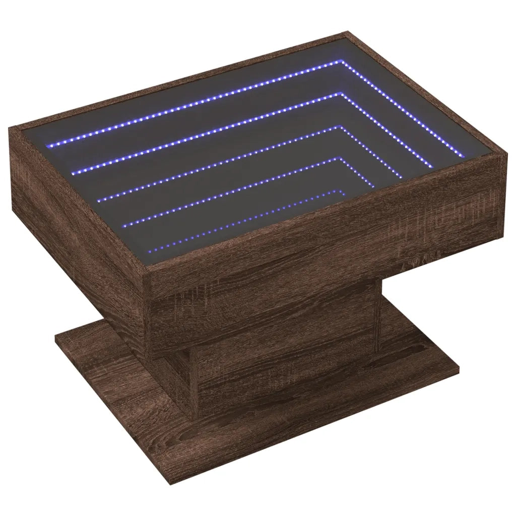 Tavolino salotto | Tavolino da caff¨¨ | Tavolino da Soggiorno con LED Rovere Marrone 70x50x45 cm Multistrato