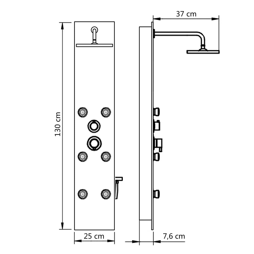 Pannello Doccia in Vetro 25x44,6x130 cm Bianco 142992