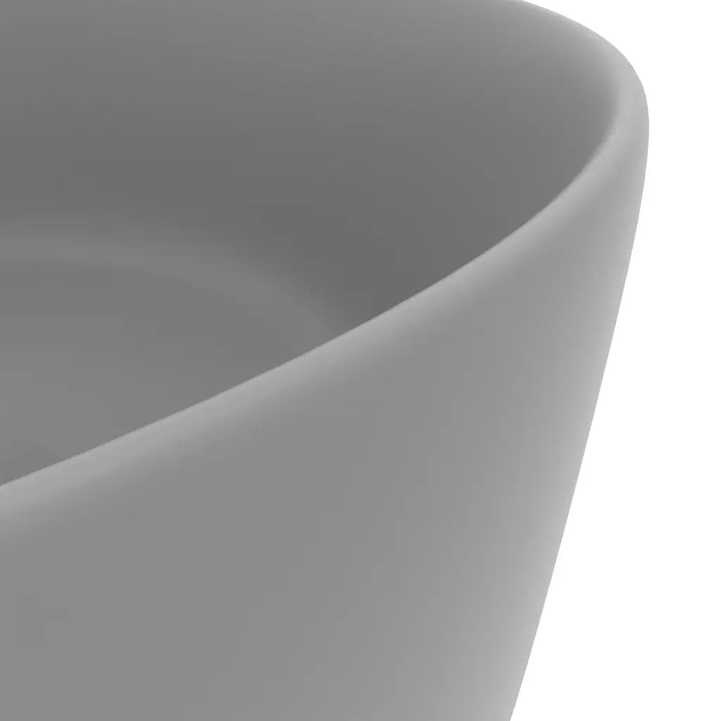 Lavandino Lusso-Lavabo-Lavello Rotondo Grigio Chiaro Opaco 40x15cm in Ceramica 169903