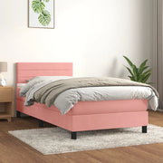 Giroletto a Molle con Materasso-Struttura Letto Rosa 80x200 cm in Velluto 443449