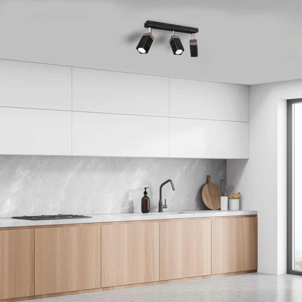 Plafoniera Milagro Solo 3xGU10 40W nera legno 30cm