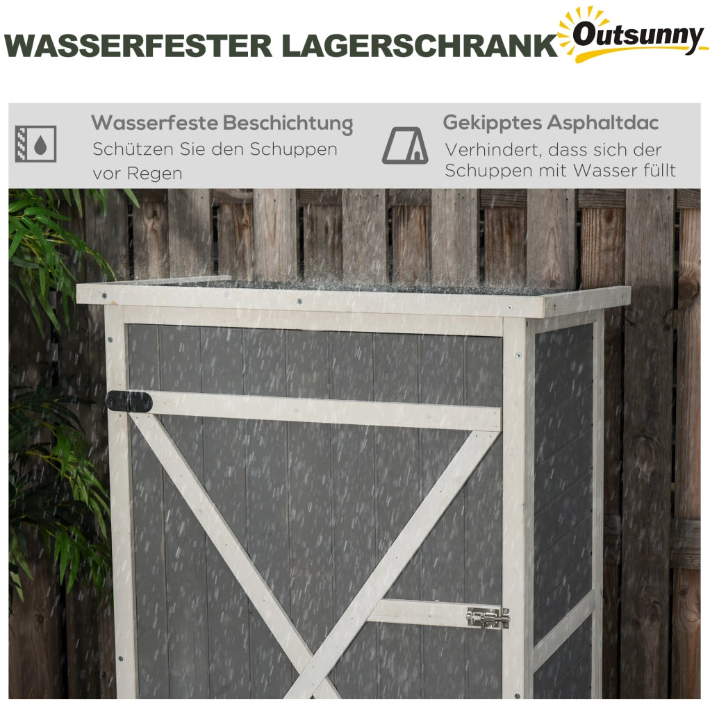 Armadio da esterno in legno nero con 2 ripiani 75x56x115 cm