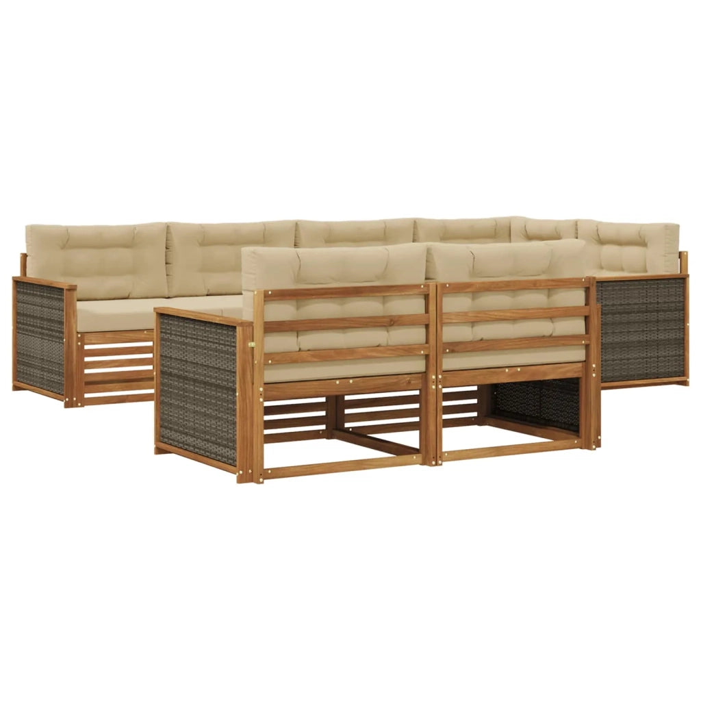 Set di divani da esterno 7 pz Naturale e Beige 3383471