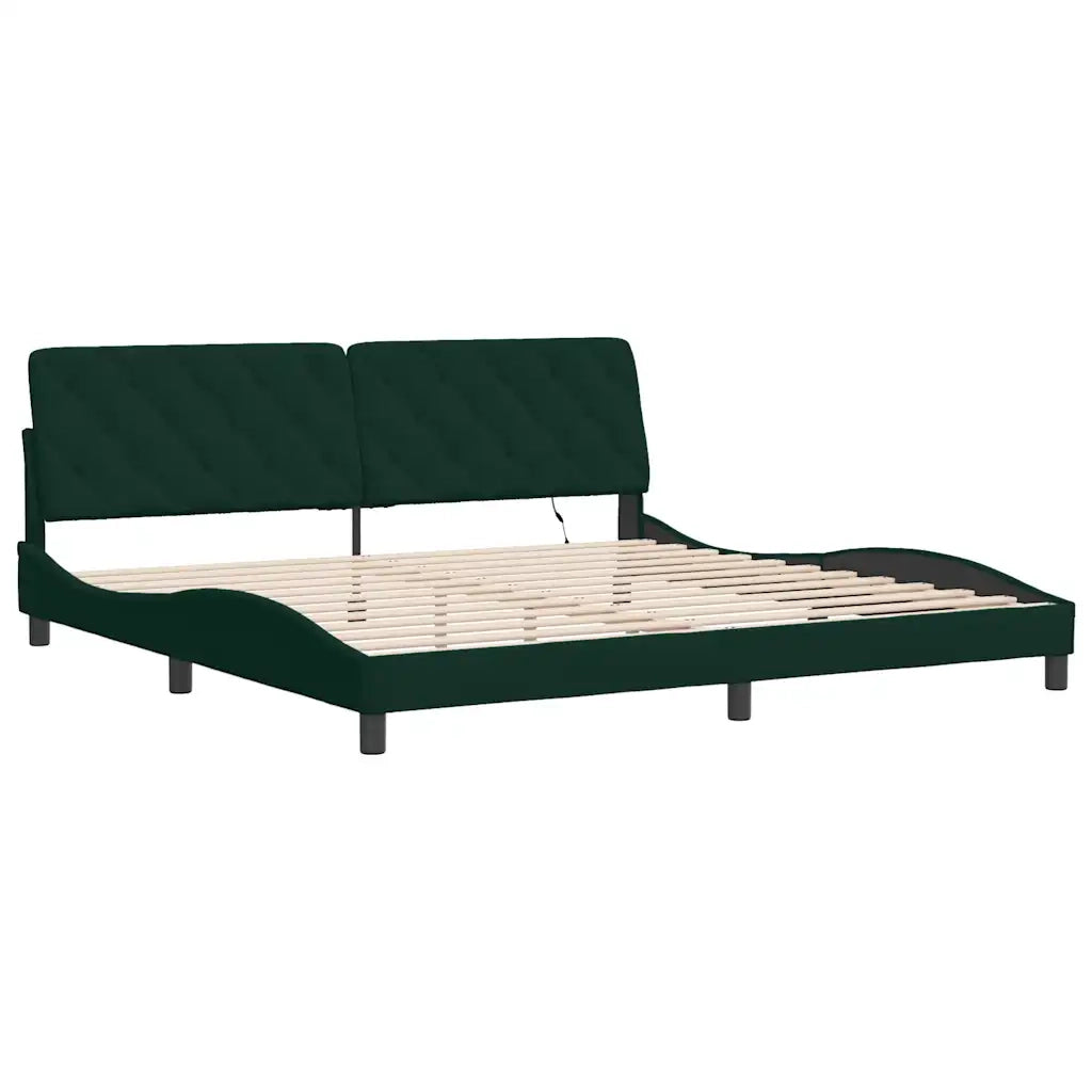 Giroletto con LED senza Materasso-Struttura Letto Verde Scuro 200x200 cm in Velluto