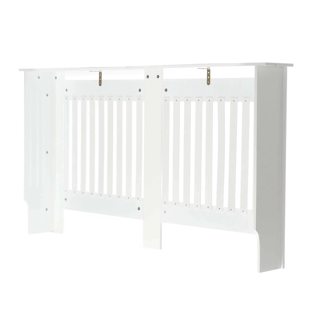 Toboli Copritermosifone in MDF bianco 172x19x82cm Copricalorifero a doghe