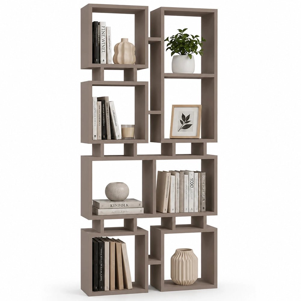 Libreria Moderna 4 Ripiani 79x24x166,5 cm Design Geometrico Tortora