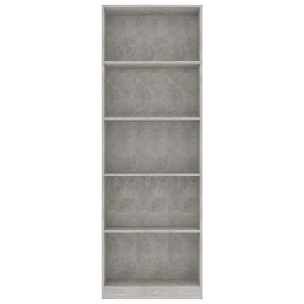 Libreria 5 Ripiani Grigio Cemento 60x24x175cm Legno Multistrato 800886