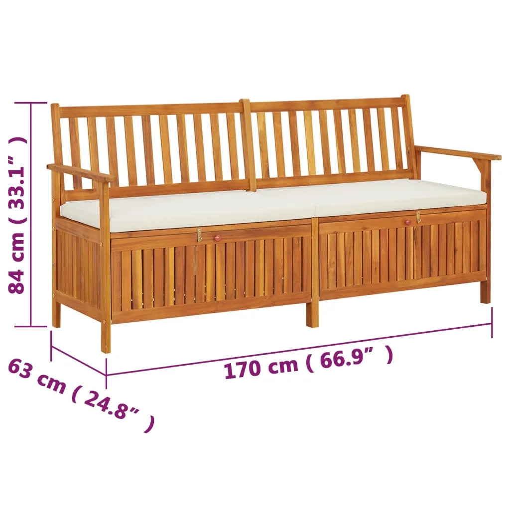 Cassapanca con Cuscino-Baule-Panca con Contenitore170 cm in Legno Massello di Acacia 382891