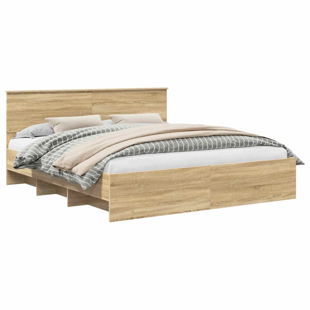 Struttura del letto con testiera Rovere Sonoma 200 x 200 cm 3408818