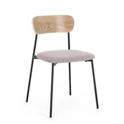 Set di 2 Sedie con Seduta Imbottita Boucléé Schienale in Legno e Gambe in Acciaio - BELLA
