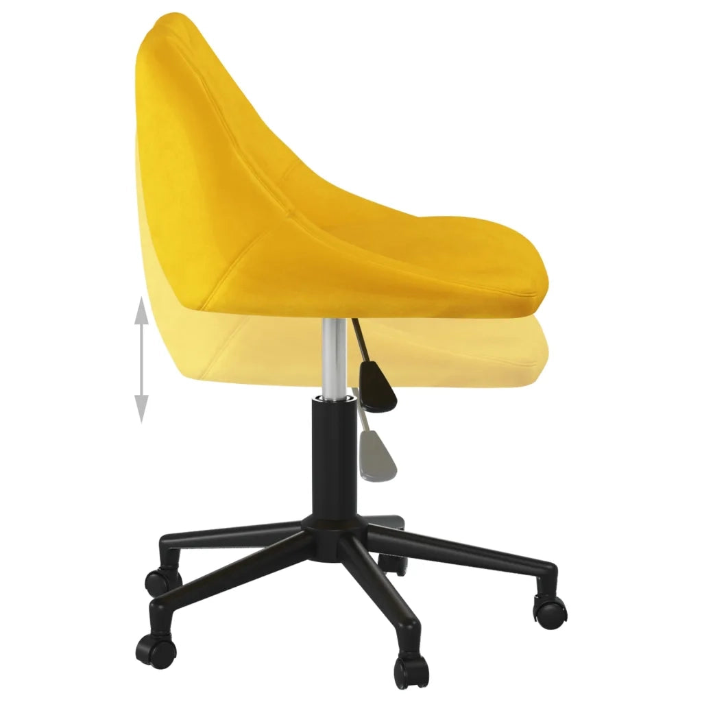 Sedia da Pranzo Girevole Giallo Senape in Velluto 3089039
