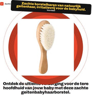 Borsetto per capelli neonato, seta morbida di capra - Borsetto/Kam per neonato - Manico ergonomico in legno - Sostenibile - Massaggio capillare - Sicuro da utilizzare