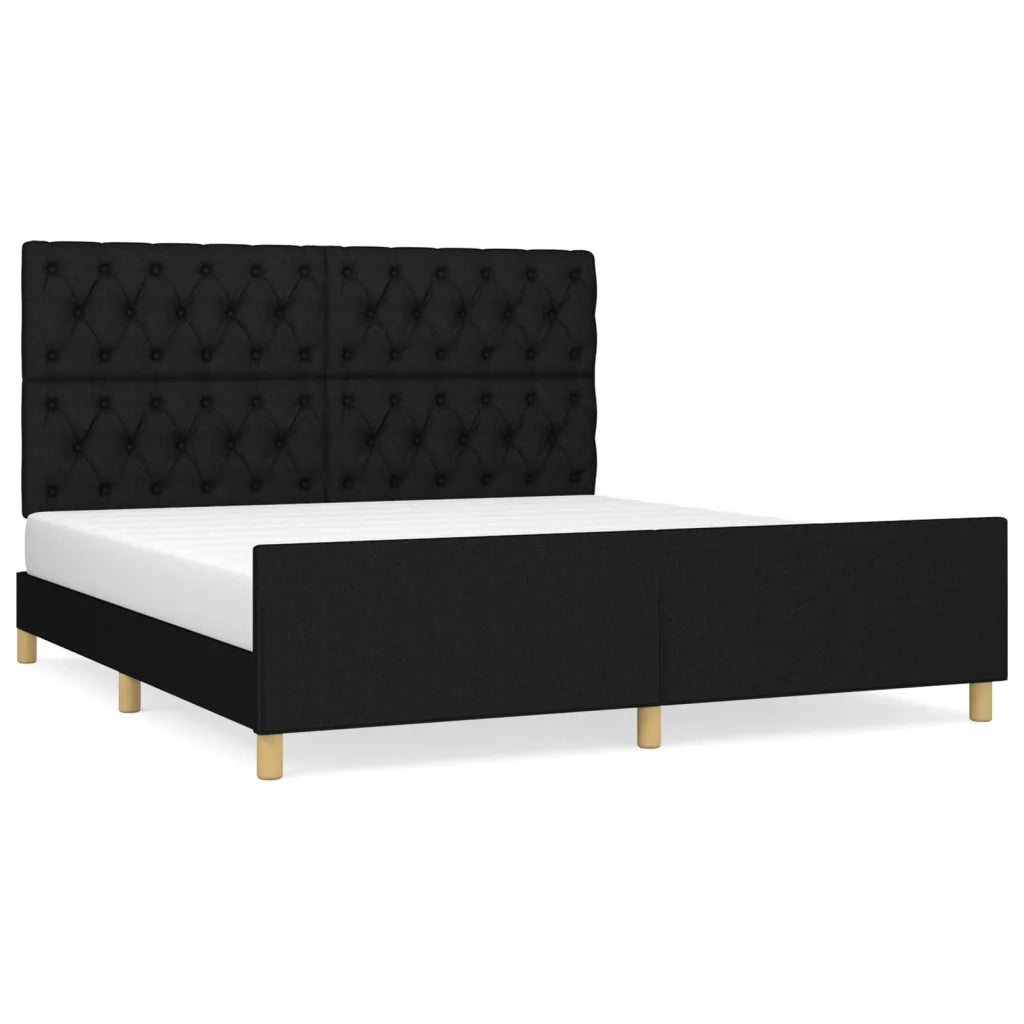 Giroletto con Testiera Nero 160x200 cm in Tessuto cod mxl 58142