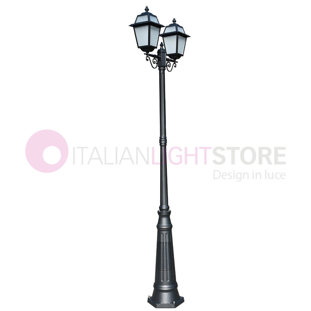 ARTEMIDE ANTRACITE Lampione h. 249 a 2 luci per Esterno Classico Lanterne Quadrate