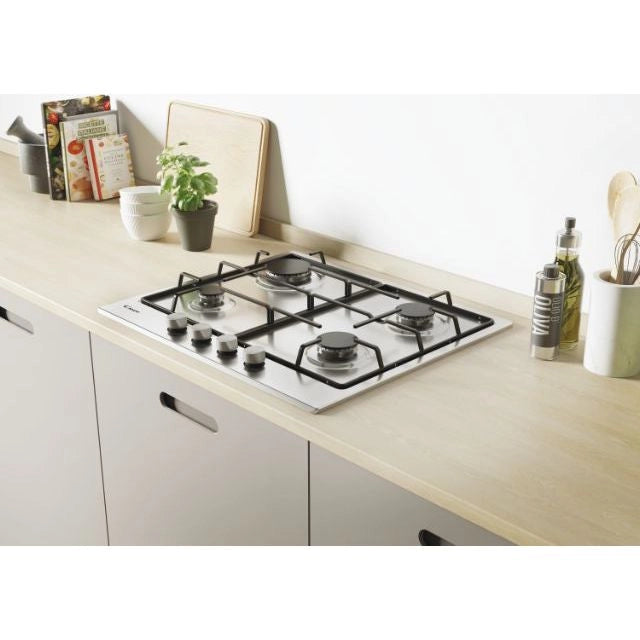 Candy chw6brx piano cottura idea comandi frontali a gas, 4 zone, acciaio inox, l x p (mm): 595x510