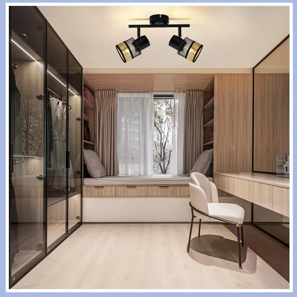 ZMH Lampada da soffitto faretto E27 nero orientabile 330° vintage per soggiorno