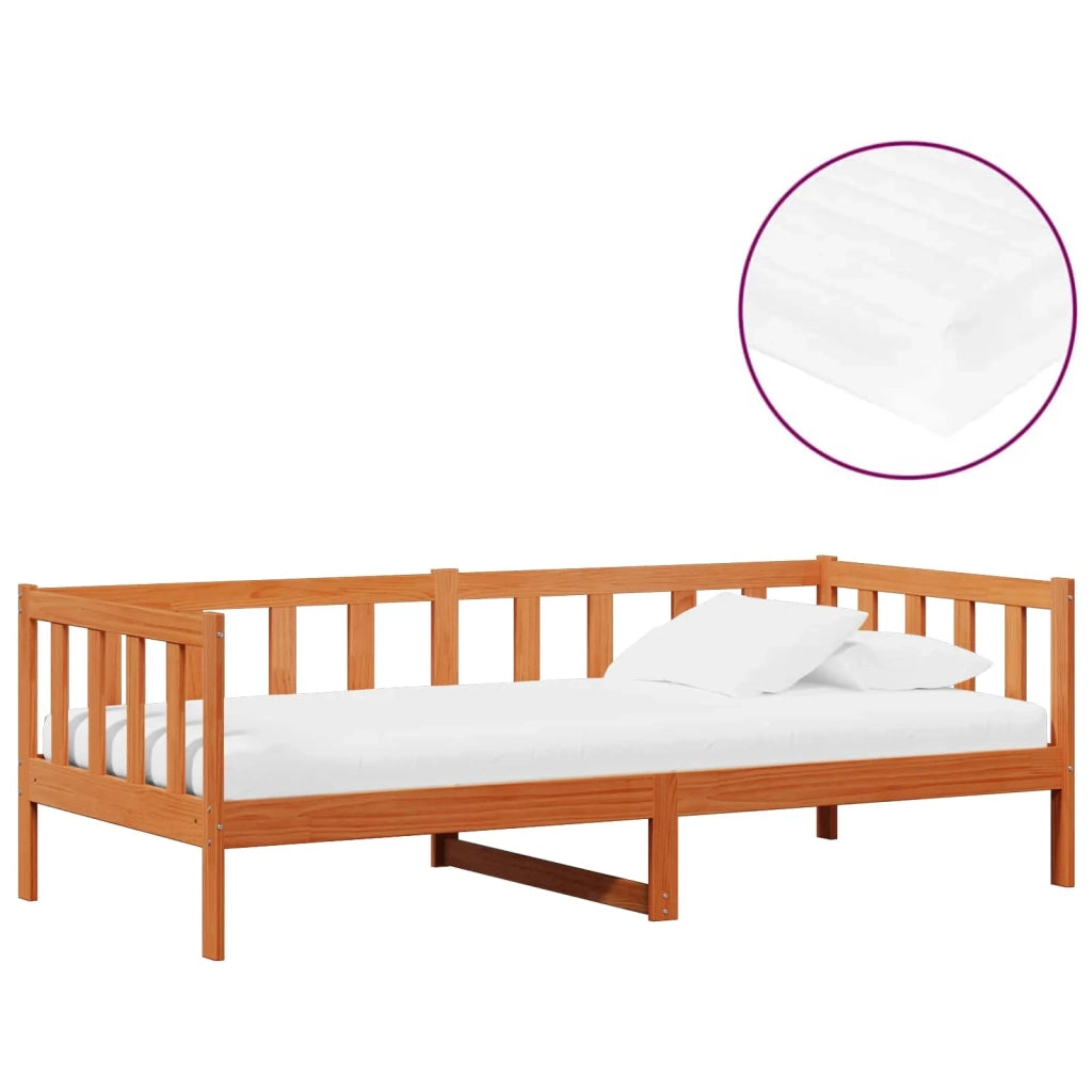 Letto Giorno con materasso Marrone Cera e Bianco 90 x 200 cm 3422775